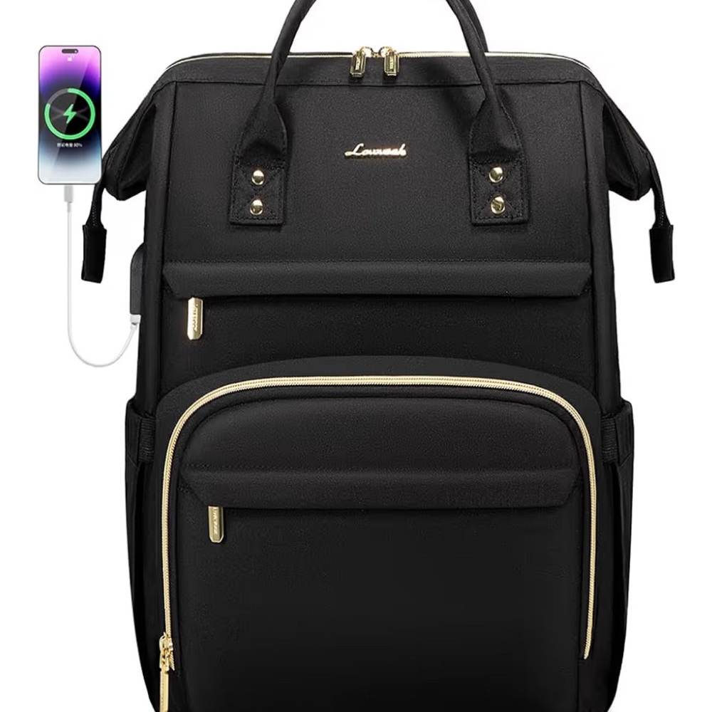 Black Women's Bag with USB Charging Port
